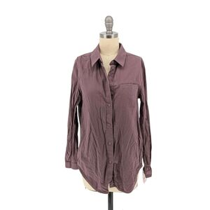 01399 Lululemon Button Down Shirt Brown Purple 6 gorpcore outdoor travel casual
